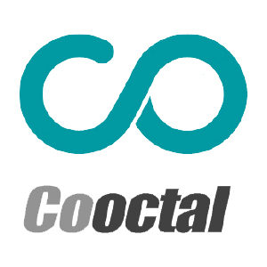 무한대 기호의 청록색 로고와 Cooctal 영문 글자가 표기된 콕탈 로고